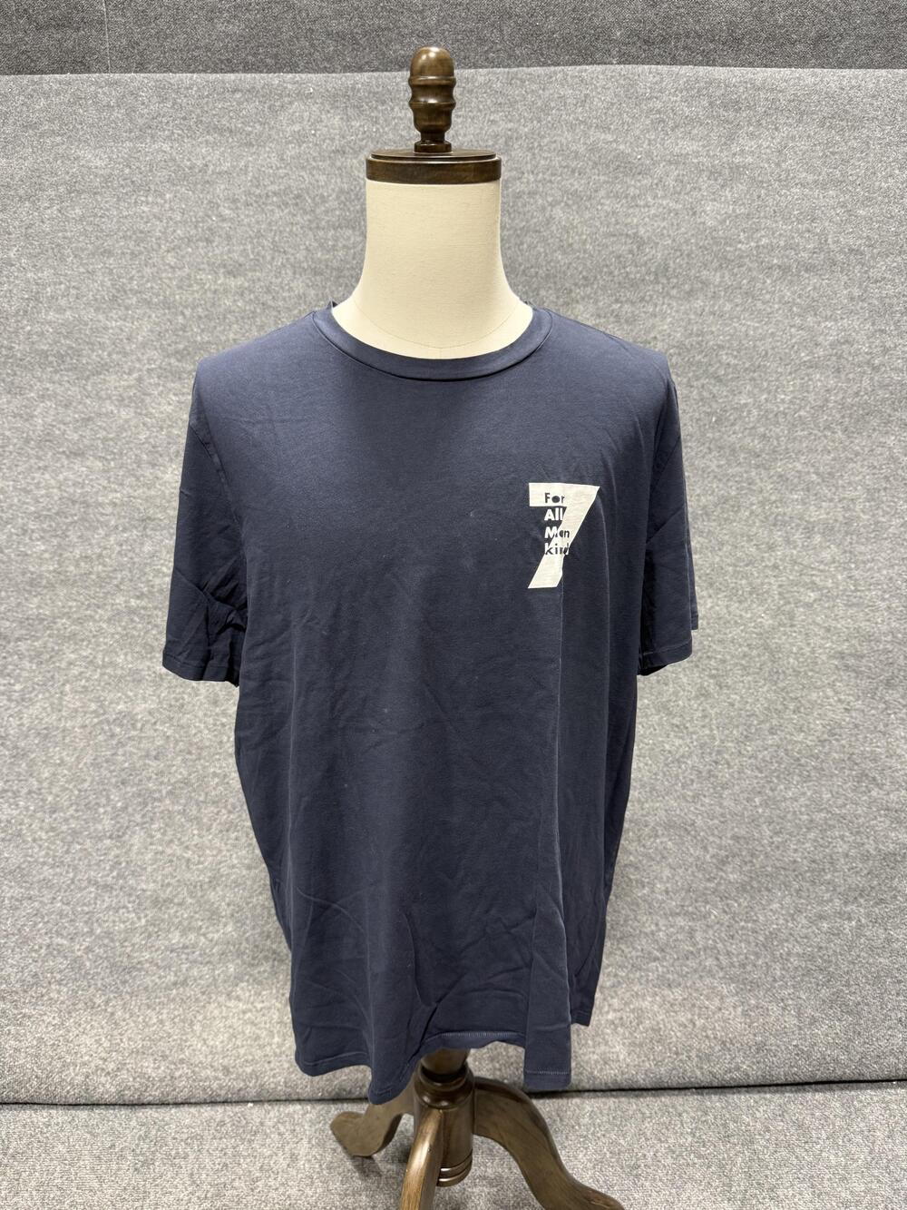 7 For All Mankind Shirt Mens 2XL Blue Logo Graphic Crewneck Short Sleeve Tee
